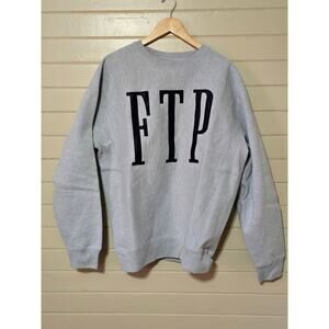 FTP Men's Long Sleeve Logo Sweatshirt Grey Size Large